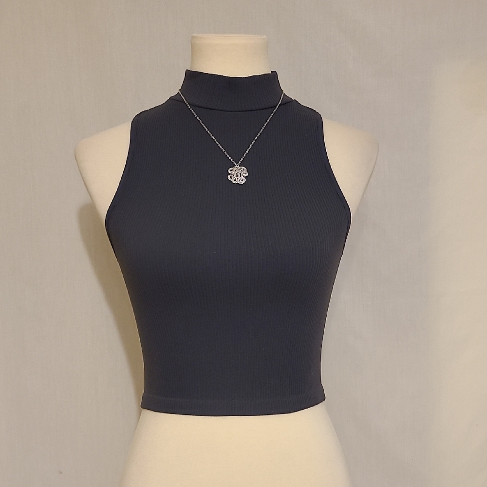 Zara Dark Gray Sleevless Crop Top
